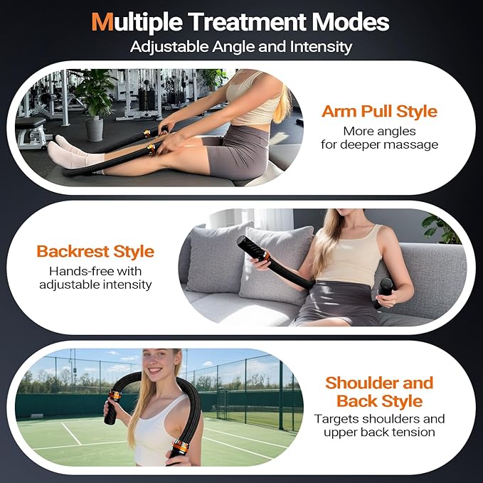 HYAKO S1 3D Flexible Pro Back Massage Rope - Handheld Vibration Therapy Massager & Hands-Free for Lower Back Pain Relief, 3000-7000 RPM Deep Tissue Muscle Massage Gun,Ideal for Athletes,Gym & Home Use - Bloomnest