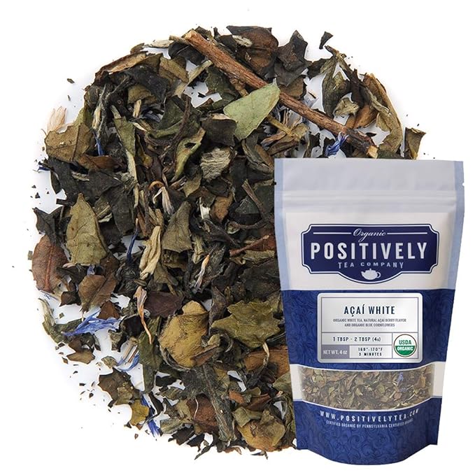 Organic Positively Tea Company, Açaí White Tea, Loose Leaf, 4 Ounce - Bloomnest