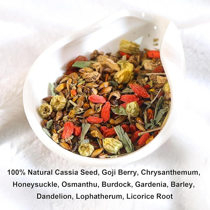 FullChea - Chrysanthemum Cassia Seed Tea Bag, 30 Pcs Teabags for Liver Detox Cleanse 5.29oz / 150g - Burdock Root, Goji Berries, Osmanthus, Dandelion, Licorice, Barley Chinese Herbal Tea - Bloomnest