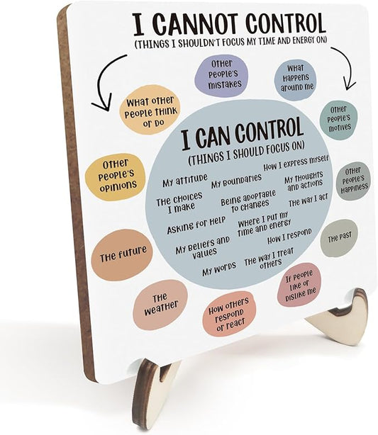 Inspirational Office Work Decor Rustic Wooden Desk Decor Mental Health Gifts Therapy Therapist Appreciation Gifts for Coworker Office Home Table Tiered Tray Plaque with Wood Stand