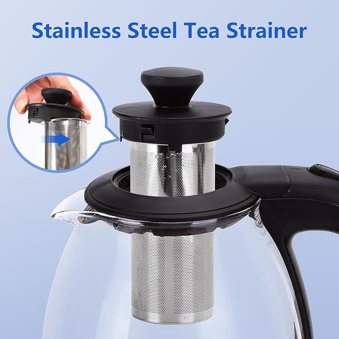 Taylor Swoden Electric Kettle with Tea Infuser, 1L Small Electric Tea Kettle with Keep Warm, LED Light Hot Water Boiler & Heater for Coffee & Teas, Auto Shut-Off & Boil Dry Protection, BPA Free, Black