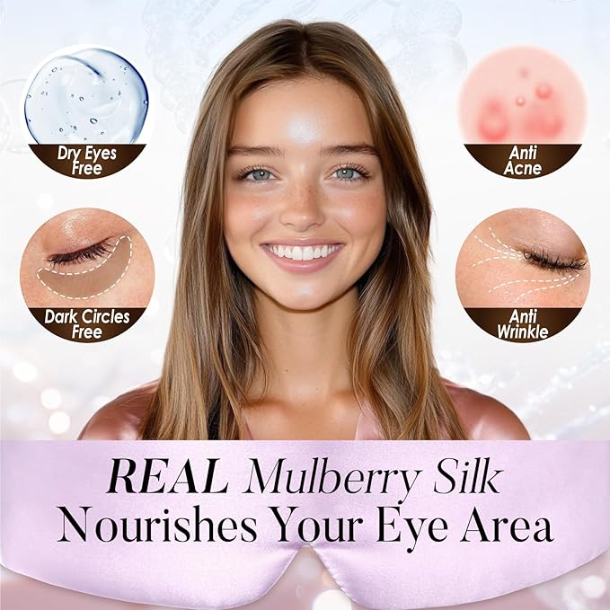 LULUSILK Reversible Mulberry Silk Sleep Mask for Women and Men, Adjustable Real Silk Eye Mask for Sleeping, Lavender and Black, Pack of 1 - Bloomnest