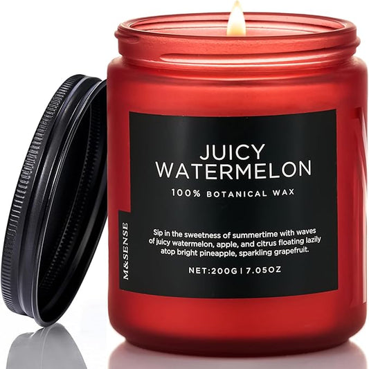 M&SENSE Juicy Watermelon Scented Candle, 7.05oz 50 Hours Clean Non Toxic Natural Soy Wax Long Lasting Candle for Women Men, 2 Wick Fruit Scent Home Fragrance Home Decor for Housewarming Gifts - Bloomnest