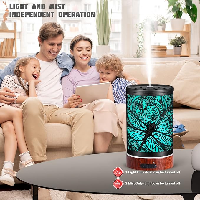 Essential Oils Diffuser,Aromatherapy Diffuser,Birthday for Women Mom Grandma,Metal Cool Mist Humidifier with 7 Colors Lights Waterless Auto Off Air Diffusers (Dragonfly) - Bloomnest