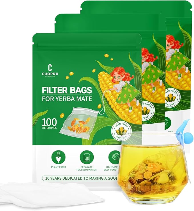 Tea Filter Bags with Drawstring, Safe and Natural Material, Disposable Tea Infuser for Yerba Mate Loose Leaf, Coffee, 3.94 x 3.15 inches (300, pcs) - Bloomnest