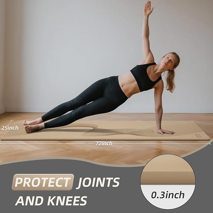 ILILI Yoga Mat, 72x25×0.3 Inch, Non-Slip, TPE Exercise Mat, Tear-Resistant, Fitness Yoga Mat with Carrying Strap, Ideal for Yoga, Pilates, Home Workouts, Stretching & All Fitness Routines