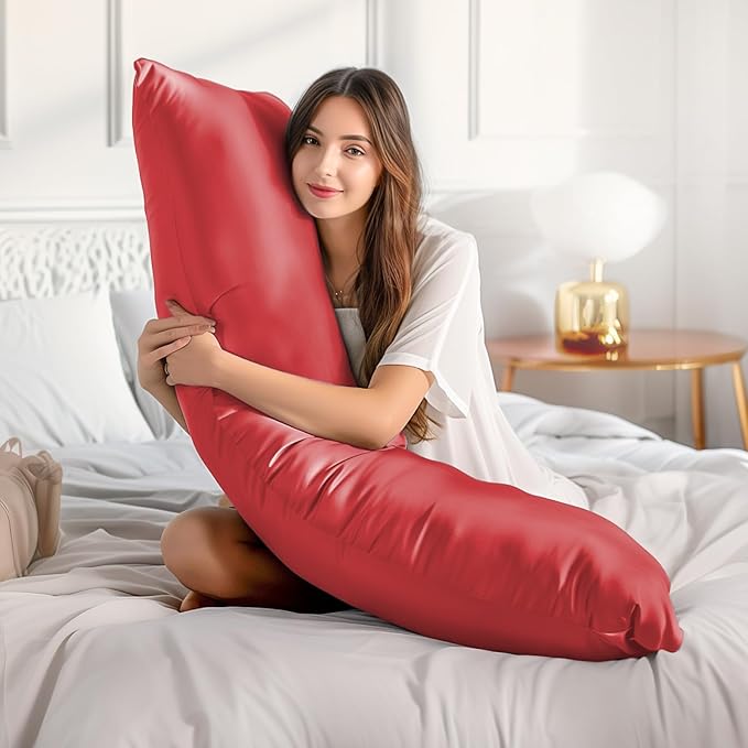 BEDELITE Satin Body Pillow Cover 2 Pack, Super Soft and Cooling Body Pillow Pillowcase for Hair and Skin, Breathable Silky Full Long Pillowcase Cover(20"x54", Baked Apple) - Bloomnest