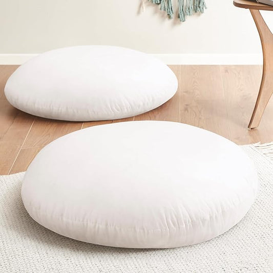 Codi Round Floor Pillow Insert 2 Sets, Large Thick Meditation Cushion, Circular Seating Cushions and Pouf Inserts, 32 Inch, Memory Foam Added, Advanced - Bloomnest