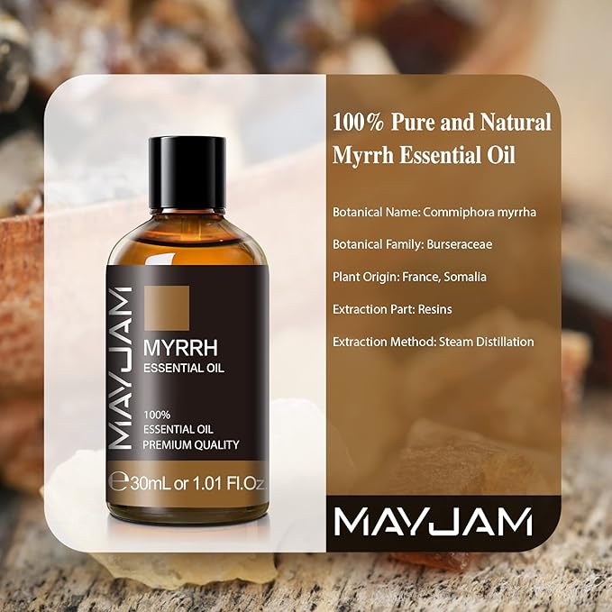 Myrrh Essential Oil, MAYJAM 30ML Pure Myrrh Oil for Diffuser, Yoga, Bedroom, Bathroom, Household & Car Use(1.01oz) - Bloomnest