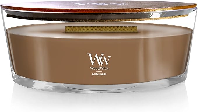 WoodWick Santal Myrrh Scented, Ellipse Candle, Crackles as it Burns, Up to 50 hrs Burn time, Perfect for Gifting, 16oz - Bloomnest