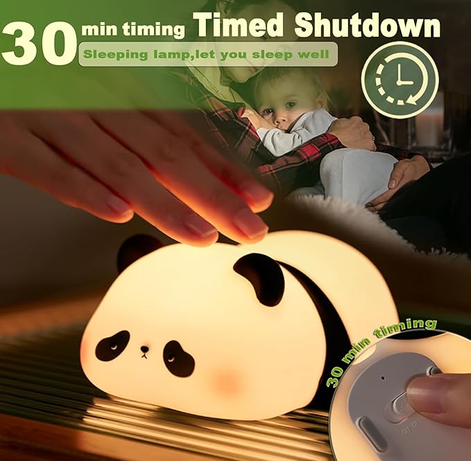 DREAMING MY DREAM Cute Panda Night Light, LED Squishy Novelty Animal Night Lamp, 3 Level Dimmable Nursery Nightlight for Breastfeeding Toddler Baby Kids Decor, Cool Gifts Kids (Panda Pangda) - Bloomnest