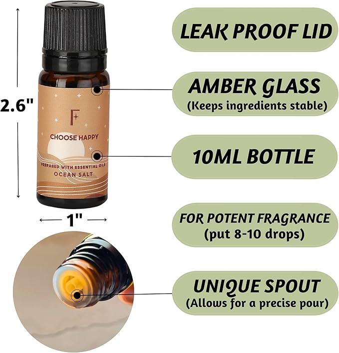 Folkulture Fragrance Oils for Diffuser | Set of 6 Essential Oils Set for Diffusers for Home | Diffuser Oil Scents - Lavender, Palo Santo, Rose Geranium, Lemongrass, Ocean Salt | Lotus Gift Box Set - Bloomnest