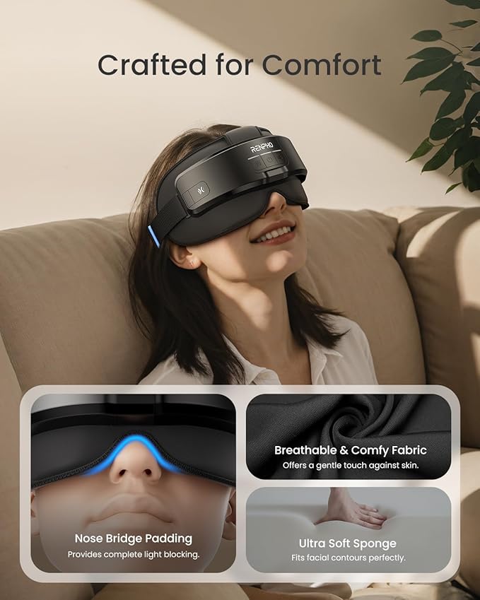 RENPHO Eyeris Masc Head & Eye Massager, FSA Eligible HSA, Birthday Gifts for Women Men, Migraine Relief Headache Massager for Forehead, Occiput and Temple, Heated Mask Massager Scalp Stress Relax RENPHO