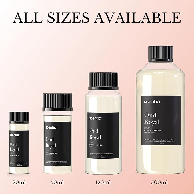 Scentia Oud Royal Hotel Diffuser Oil 20 ml | Oud Royal for Scent Diffuser | Luxurious Aroma, Niche Scent, Cardamom, Rosewood & Oud | 20ml Aromatherapy Fragrance Scentia