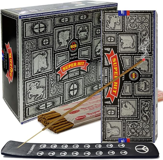 Super Hit Incense Sticks 100g and Holder Bundle - Pack of 6 (Approx 600 Sticks) - Bloomnest