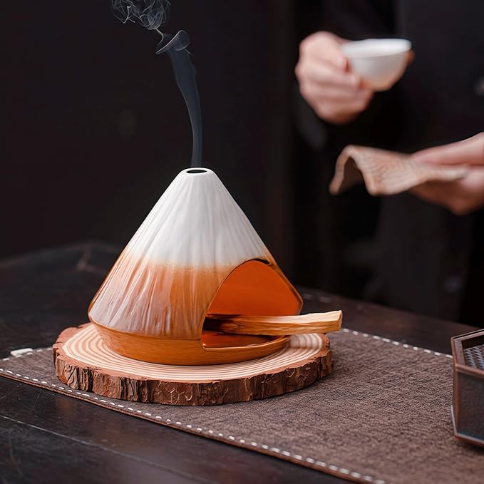 Handmade Ceramic Palo Santo Holder Burner & Sage Holder - Mini Tabletop Chiminea Burner Tray with Ash Catcher, Decorative Incense Holder for Spiritual Meditation & Yoga - Bloomnest