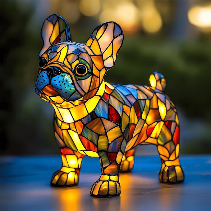 Atlodas Boxer Lamp, Dogs Stained Resin Tabletop Night Light, Dog Series Art Night Light, Dog Stained Glass Lamp, 3D Cute Pet Themed LED Table Lamps, Gift for Lovers (#14) - Bloomnest