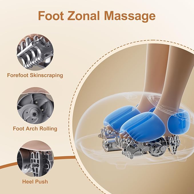Foot Massager Machine with Heat, Double Shear Massage Core, Shiatsu Feet Massager with Airbag Full Wrapped, Plantar Fasciitis Massage, Automatic Foot Kneading Points, Gifts for Family and Friends - Bloomnest