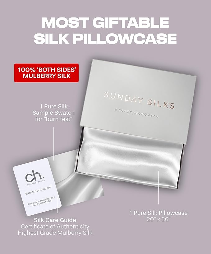 Colorado Home Co 1 Pack King Size 100% Mulberry Silk Pillowcase, Pure White, 20" x 36" - Bloomnest