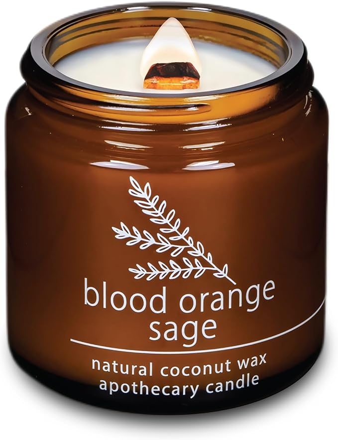 Hemlock Park Crackling Wood Wick Candle Handcrafted with Natural Coconut Wax (Small 4 oz, Blood Orange Sage) - Bloomnest