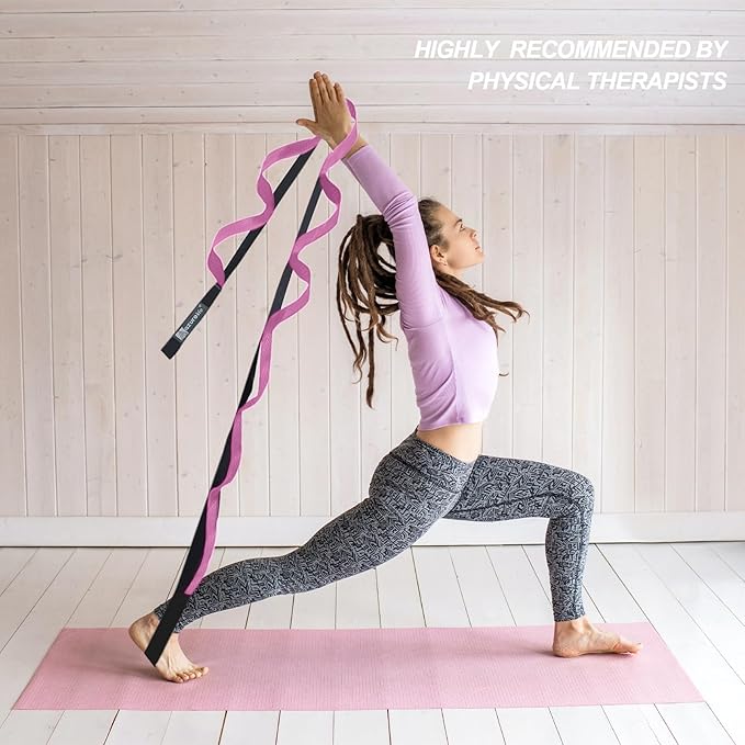 Premium Durable Stretch Straps with Loops, Stretching Strap for Physical Therapy, Multi-Loop Yoga Strap Fitness Exercise Strap for Yoga, Pilates, Dance, Flexibility&Exercise - Bloomnest