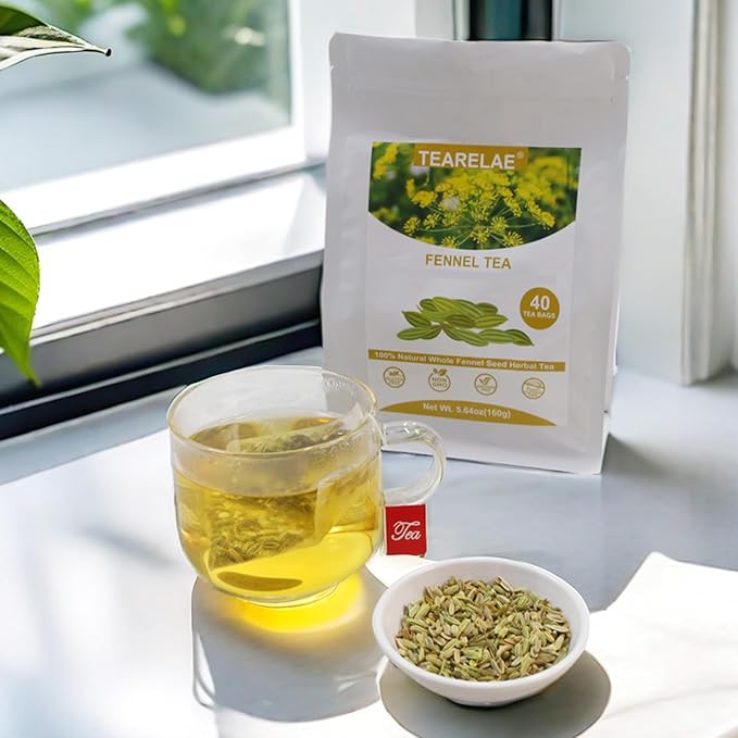 TEARELAE - Fennel Tea - 4g x 40 Count - Whole Fennel Seeds Herbal Tea Bags - Promotes Digestive Health - Non-GMO - Caffeine- Free - Bloomnest