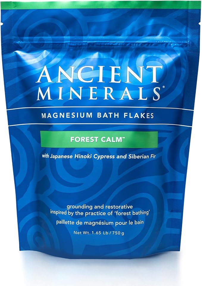 Ancient Minerals Magnesium Bath Flakes Forest Calm - Resealable Magnesium Bag of Zechstein Chloride Alternative to Epsom Bath Salt (1.65 lb) - Bloomnest