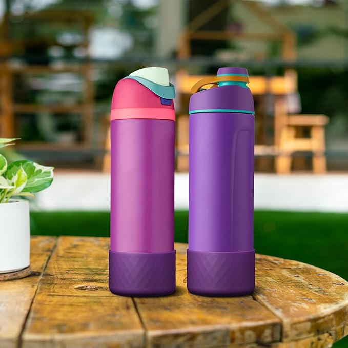 2PCS Silicone Water Bottle Boot for Owala 24oz 32oz 40oz, Anti-Slip Protective Sleeve Bottom Bumper Protector for FreeSip, Twist, and Flip Stainless Steel Water Bottles Alwenid