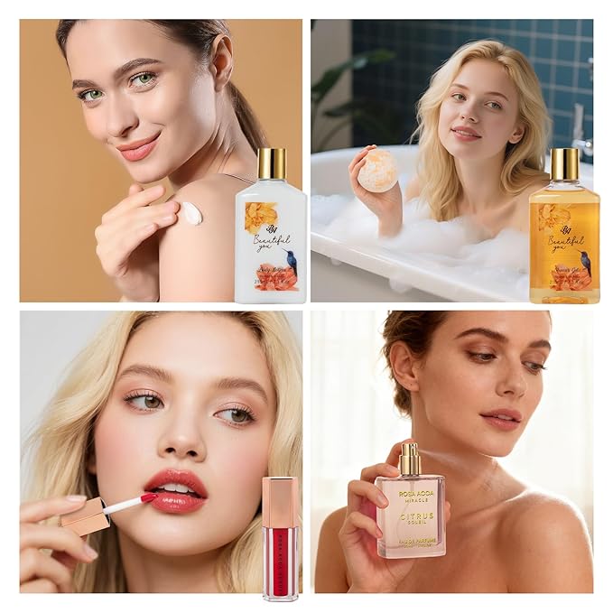 Valentines Day Gifts Basket for Women, 35 Pcs Spa Gift Basket, Face Skin Care Set, Bath and Body Kit, Relaxation Gift, Necklace, Face Cream, Christmas, Birthday, Valentines, Mother's Day