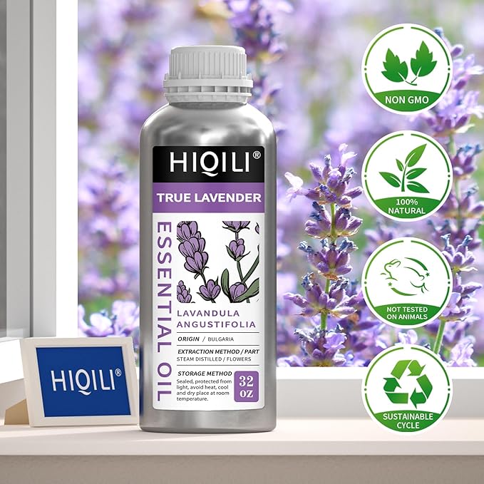 HIQILI 32 Fl Oz Lavender Essential Oil Pure, for Aromatherapy Diffuser, Hair, Includes Premium Dropper-32 Ounces - Bloomnest