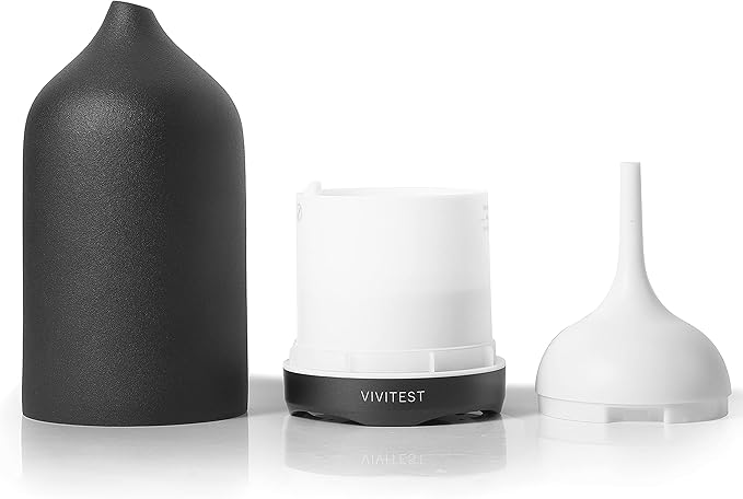 VIVITEST Diffusers for Essential Oils,Stone Oil Diffuser,Ceramic Essential Oil Diffusers Black for Home (250ML)