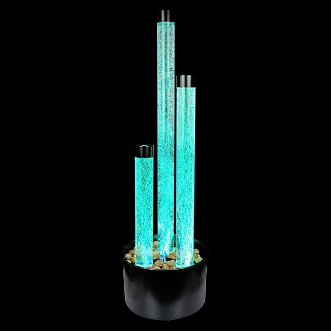Alpine Corporation MLT166BK 54" 3 Tier Acrylic Bubble Fountain with Remote Control and 16-Color LED Lights, Decorative Water Feature for Indoor/Outdoor Us, Black - Bloomnest