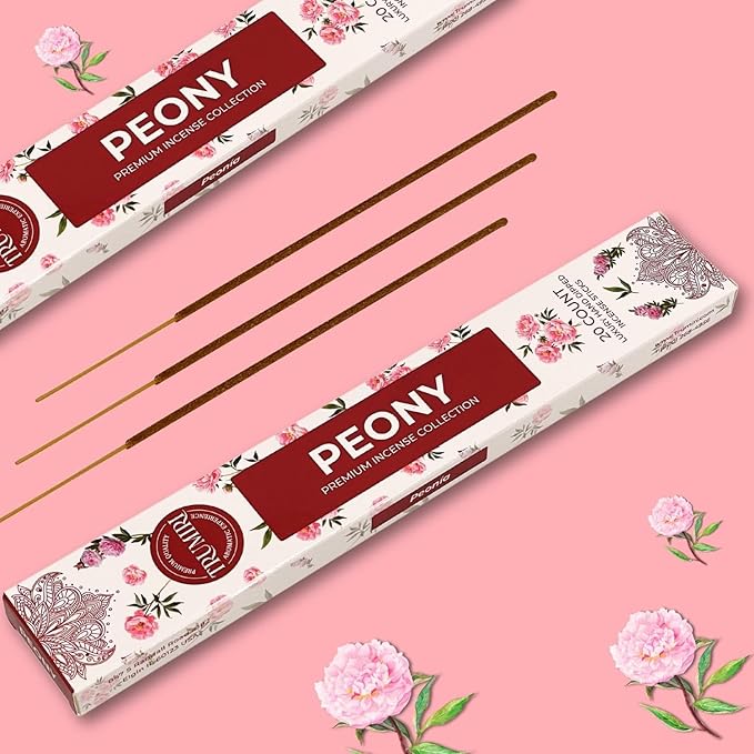 TRUMIRI Peony Incense Sticks - Total 40 Sticks - Dual Pack of 20 TRUMIRI