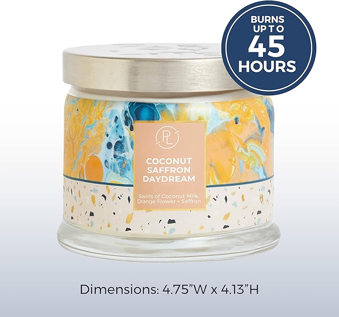 PartyLite 3-Wick Jar Candle, Highly Fragranced Clean Burning Glass Candle, 25-45 Hours Burn Time (Coconut Saffron Daydream) - Bloomnest