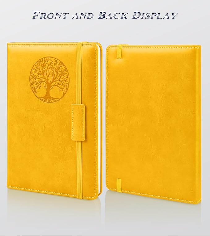 Lined Journal Notebook for Women Men,256 Pages A5 Hardcover Leather Journals for Writing,Travel,Business,Work & School,College Ruled Notebooks for Note Taking,Diary Notepad 5.7"×8.3" yellow - Bloomnest