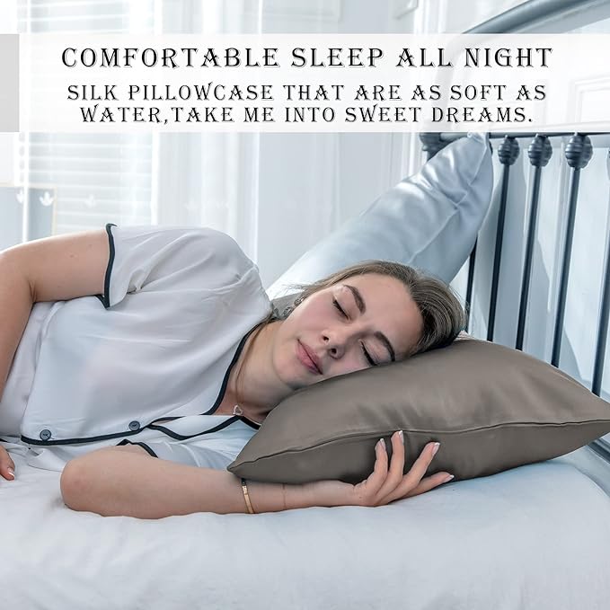 Silk Body Pillowcase Mulberry Silk Pillowcase Body Pillow Cases with Zipper Soft Breathable Smooth Cooling 20x54 inches Body Pillow Pillowcase for Sleep (Gray,20"X 54",1Pcs) - Bloomnest