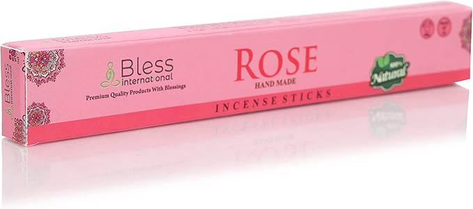 Bless-Rose 100%-Natural-Handmade-Hand-Dipped Organic-Chemicals-Charcoal-Free Purification-Relaxation-Positivity-Yoga-Meditation Best-Woods-Scent (25 Sticks (1.4 OZ)) BlessInternational