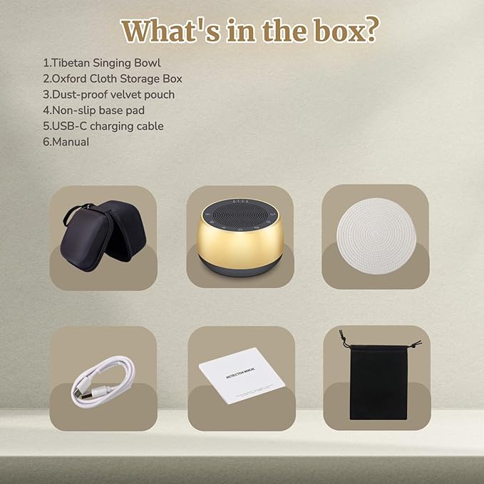 Cordless Automatic Tibetan Singing Bowl,256HZ-432HZ-528HZ 9 Tones 4-Speed Auto-Off Timer,Full Touch Glow Buttons,2000mAh Battery,Deep Ethereal Sound,Yoga,Meditation,Stress Relief (Gold) Jderv