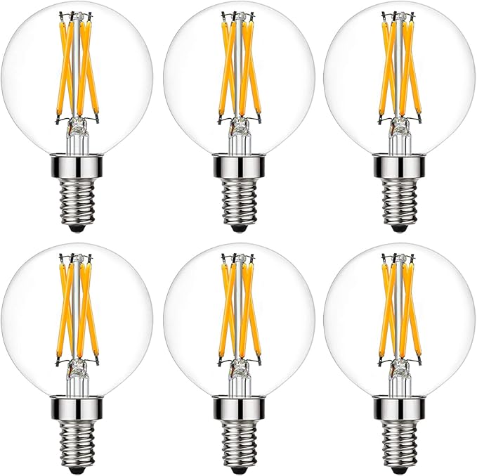 LiteHistory Dimmable G16.5 LED Light Bulb 6W Equal 60W 600lm AC120V Candelabra Bulb 60W for Chandeliers, Ceiling Fan, Vanity Warm White 2700K Globe Light Bulb 6Pack - Bloomnest
