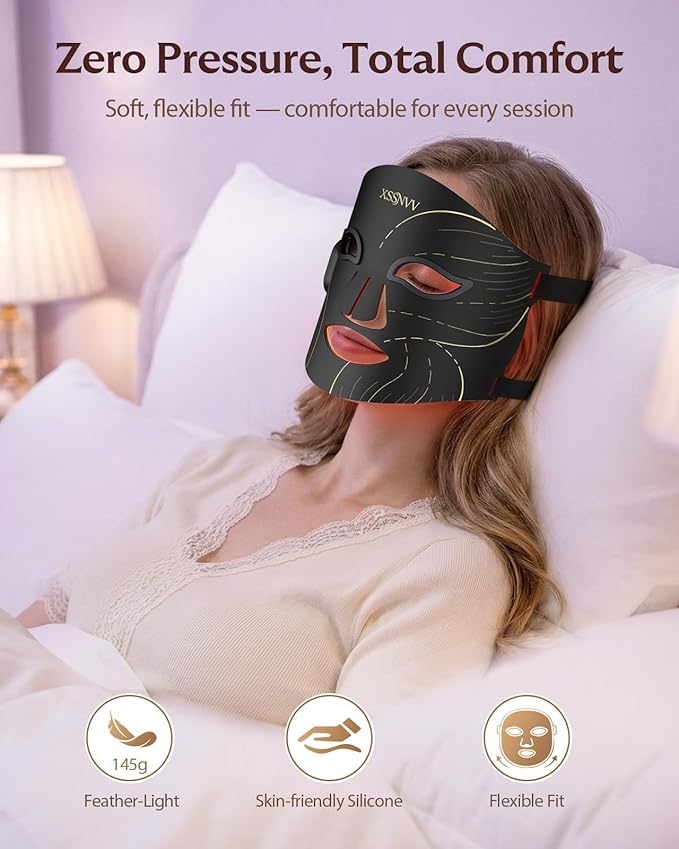 Red Light Therapy Mask for Face – 4 Mode Cordless LED Face Mask Light Therapy with Eye Protection, 850NM Infrared & Red Light, 10-Min Timing Function, 272 LED Beads, Rechargeable for At-Home & Travel MadeforEverydaySkinRoutines