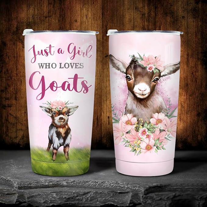 winorax Goat Tumbler 20oz Just A Girl Who Loves Goats Tumblers Stainless Steel Insulated Coffee Cup with Lid Gift For Women Girls Birthday Christmas Presents Stuff - Bloomnest