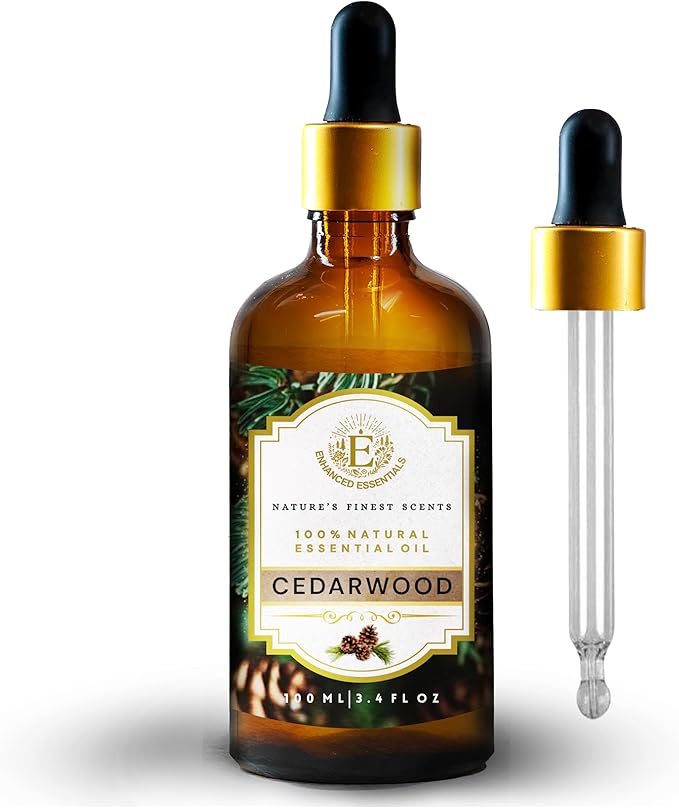 Luxurious Cedarwood Essential Oil by Enhanced Essentials|Pure & Natural|for Home,Diffusers,Skin,Aromatherapy, Bath,Massage,Perfume,Gifting,Soap & Candle Making|with Glass Dropper| 3.38 fl oz (100 ml) Bloomnest