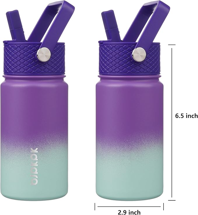 BJPKPK Insulated Water Bottle with Straw Lid, 15 oz Stainless Steel Metal Water Bottles, Reusable Leak Proof BPA Free Thermo, Flask, Cups - Lavender - Bloomnest