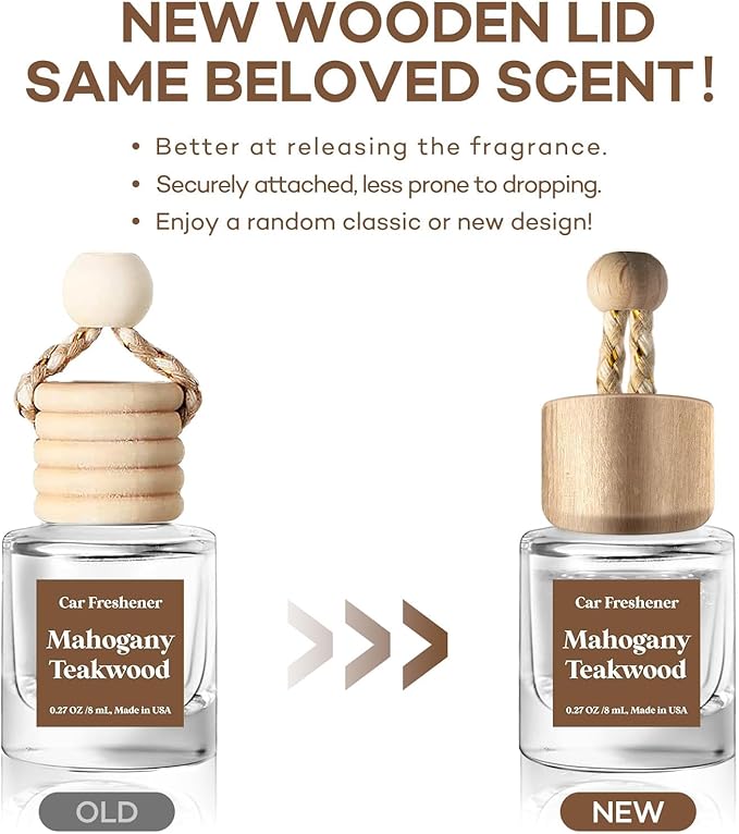 C Classy Car Air Freshener Hanging 2 Pack, Mahogany Teakwood Essential Oil Diffuser for Cars, Cute Car Accessories, Long-Lasting Fragrance, C ar Air Fresheners for Women & Men Gift, Made in USA - Bloomnest