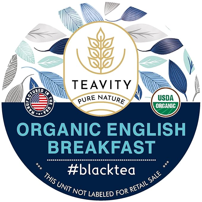 Organic English Breakfast Tea Pods for Keurig - Naturally Caffeinated Unsweetened Black Tea Pods by Teavity (12 Tea Pods) - Bloomnest