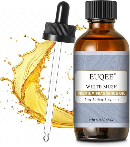 EUQEE White Musk Fragrance Oils for Home Aromatherapy, Premium White Musk Fragrance Oil with Glass Dropper for Diffusers, Candle & Soap Making, Bath Bombs (2.02 Fl oz/60 ml) - Bloomnest