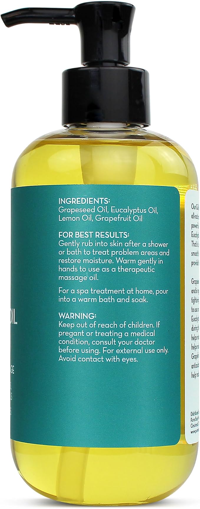 Pure Body Naturals Anti Cellulite Massage Oil, 8 fl oz | 100% Natural Cellulite Remover for Legs and Thighs | Chemical Free Firming Body Massage Oil for Women, Tightens Skin and Reduces Stretch Marks - Bloomnest