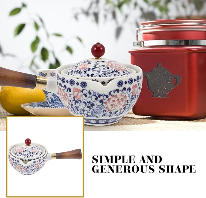 BESPORTBLE Rotatable Chinese Ceramic Teapot with Side Handle Vintage Porcelain Tea Kettle for Home Tea Ceremony with Smooth Surface - Bloomnest