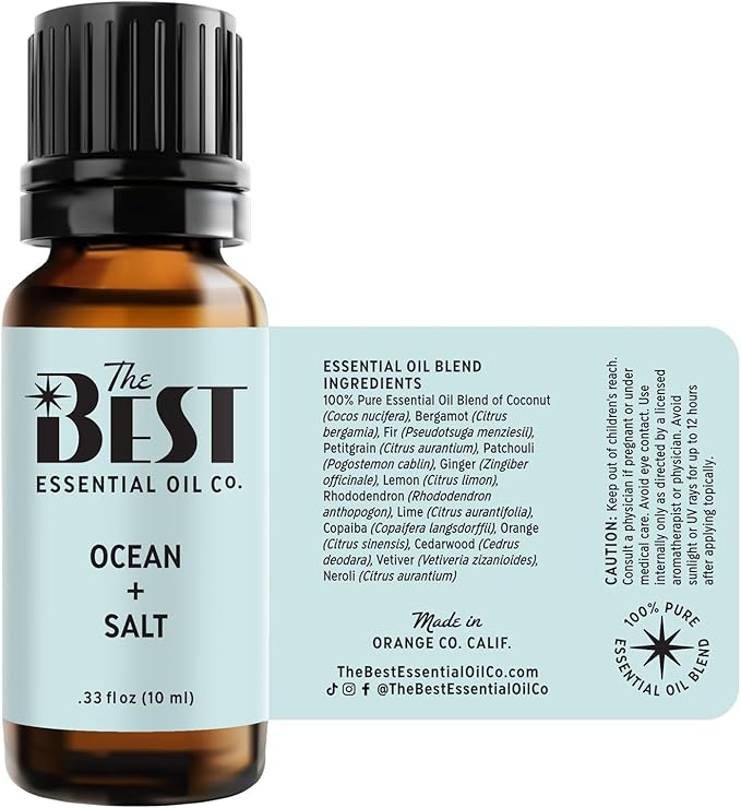 The Best Ocean + Salt Essential Oil Blend- Premium Grade- 100% Pure & Natural for Aromatherapy, Diffuser, Spa, Massage, Air Freshener- 10 ml (.33 fl oz) - Bloomnest