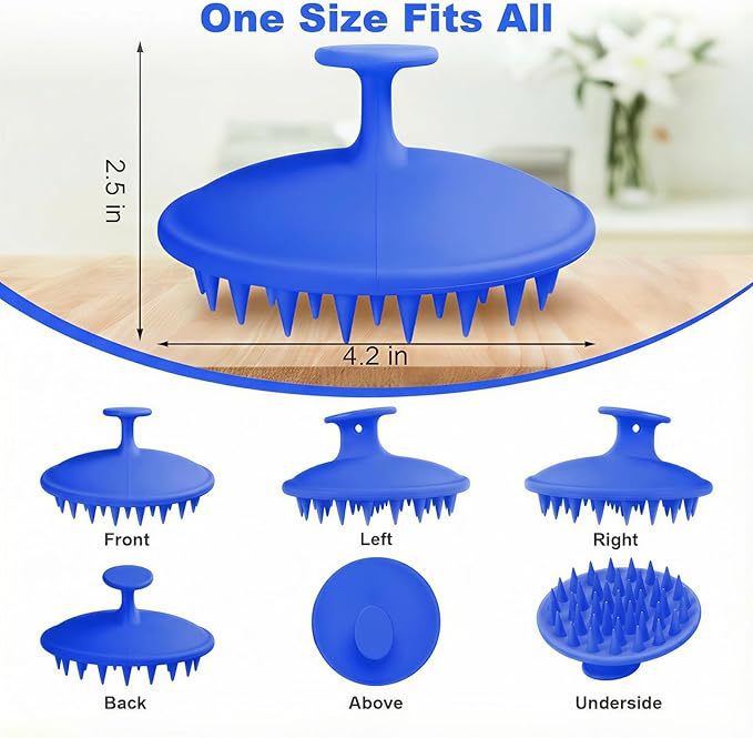 Meartchy Silicone Scalp Massager Shampoo Brush, Scalp Brush for Hair Growth & Dandruff Removal, Hair Scrubber Scalp Stimulator Exfoliator Brush with Soft Bristles for Wet Dry Scalp Care (Ocean Blue) Meartchy